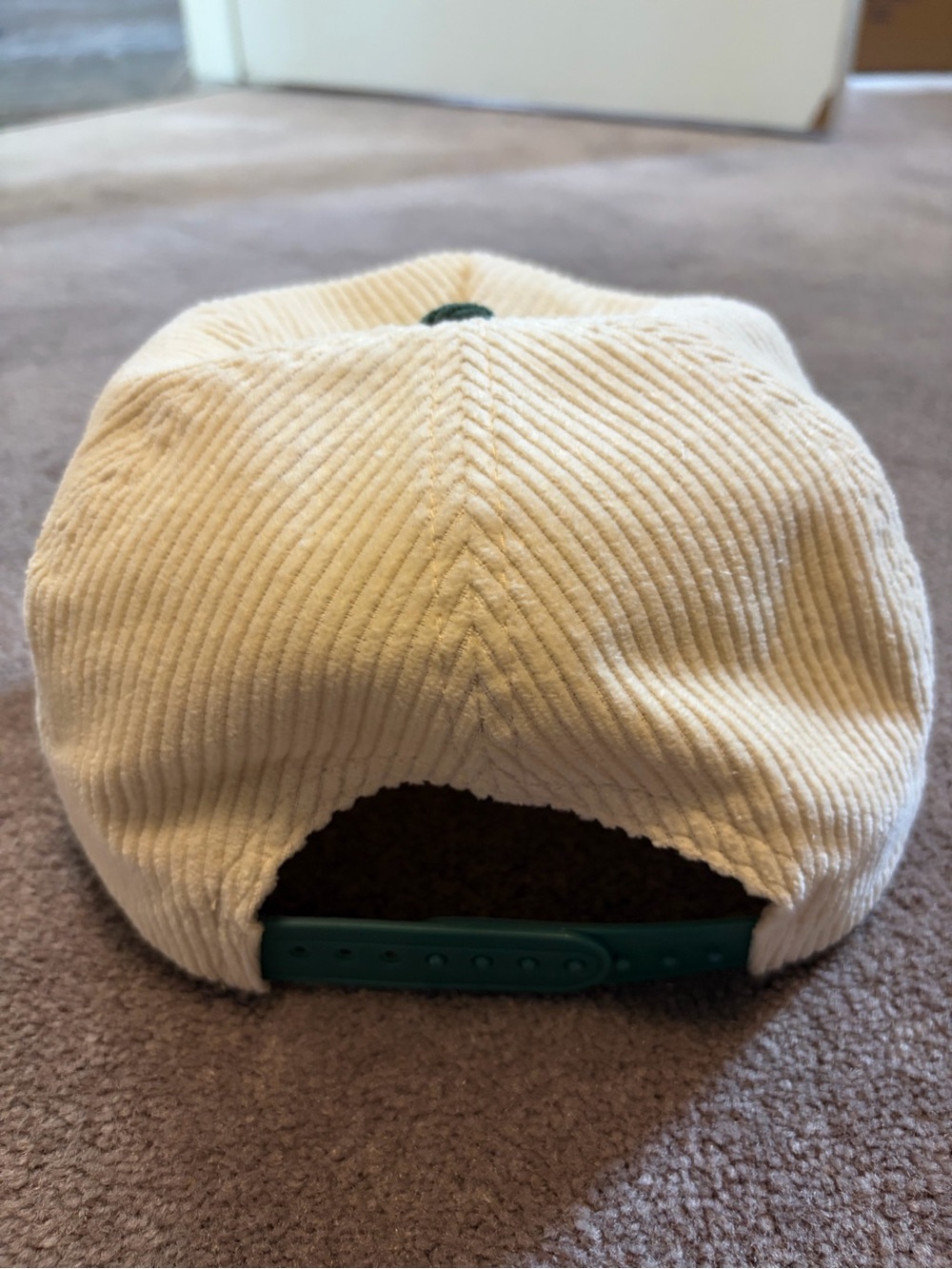 North Standard Corduroy Bear Patch Cap in Cream and Green - Picture 2 of 3